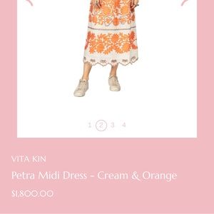 NEW AUTHENTIC VITA KIN PETRA MIDI CREAM & ORANGE SHORT SLEEVE DRESS